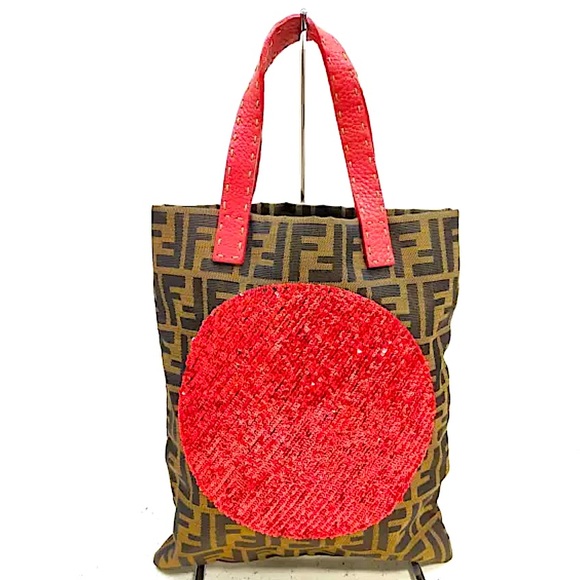 Fendi Handbags - FENDI TOKYO Zucca and Red Sequin Tote